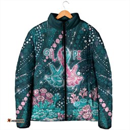 Personalised Hereditary Cancer Awareness Padded Jacket Hope Ribbon With Aussie Teal Duncan Coral DT05