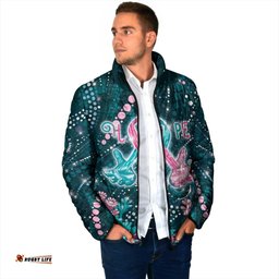 Personalised Hereditary Cancer Awareness Padded Jacket Hope Ribbon With Aussie Teal Duncan Coral DT05
