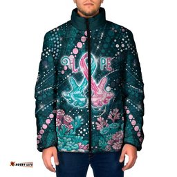 Personalised Hereditary Cancer Awareness Padded Jacket Hope Ribbon With Aussie Teal Duncan Coral DT05