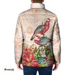 Merry Christmas Aussie Aboriginal Padded Jacket Rosebreasted Cockatoo Pastel LT7