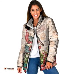 Merry Christmas Aussie Aboriginal Padded Jacket Rosebreasted Cockatoo Pastel LT7