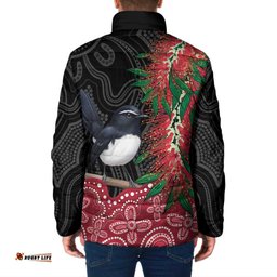 Willie wagtail Australia Padded Jacket Aussie Bottlebrushes Aboriginal Art LT14