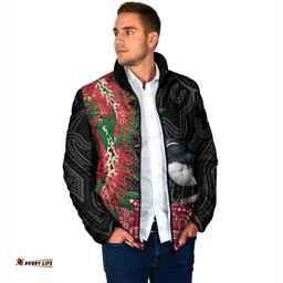 Willie wagtail Australia Padded Jacket Aussie Bottlebrushes Aboriginal Art LT14