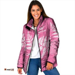 New Zealand Lawn Bowls Breast Cancer Personalized Padded Jacket Wrap-Around Silver Fern LT7