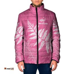 New Zealand Lawn Bowls Breast Cancer Personalized Padded Jacket Wrap-Around Silver Fern LT7