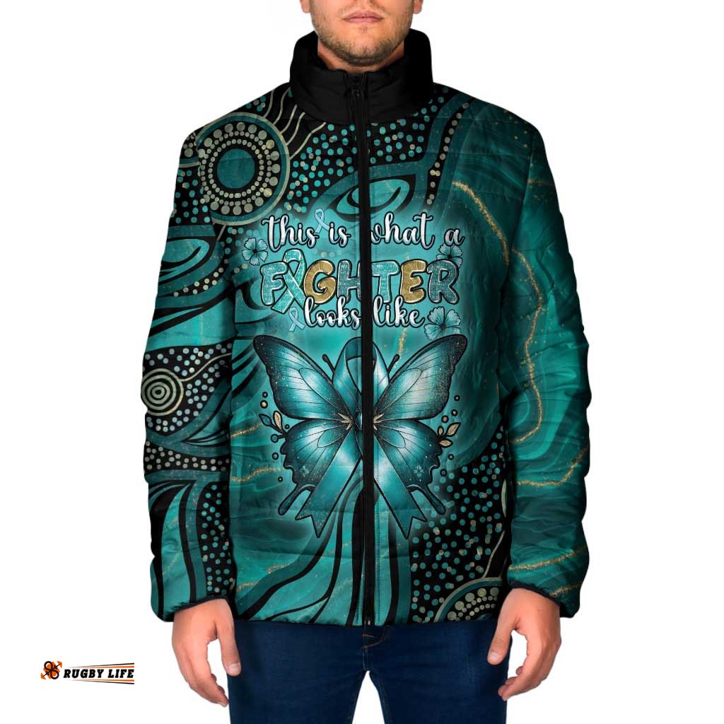 Personalised Ovarian Cancer Awareness Padded Jacket This Is What A Fighter Looks Like DT05