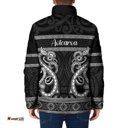Kia Ora New Zealand Padded Jacket Maori Language Week Pango Taniko Motif LT14