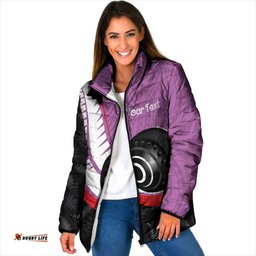 Personalised Aotearoa Lawn Bowls Padded Jacket Maori and Silver Fern Sporty Style Pink Color LT03
