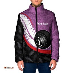 Personalised Aotearoa Lawn Bowls Padded Jacket Maori and Silver Fern Sporty Style Pink Color LT03