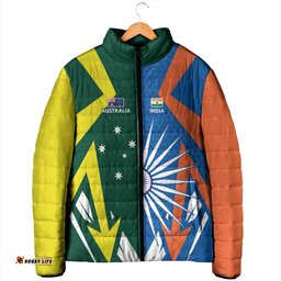 India vs Australia Custom Padded Jacket Blue vs Gold Cricket Heritage LT9