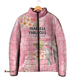 Personalised Galah Cockatoo Fighting in Pink Padded Jacket Australian Breast Cancer Spirit LT9