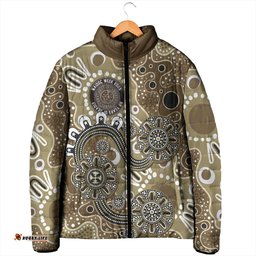 Personalised NAIDOC Week 50 Years Deadly Always Padded Jacket Brown Aboriginal Artwork Dot Painting LT9