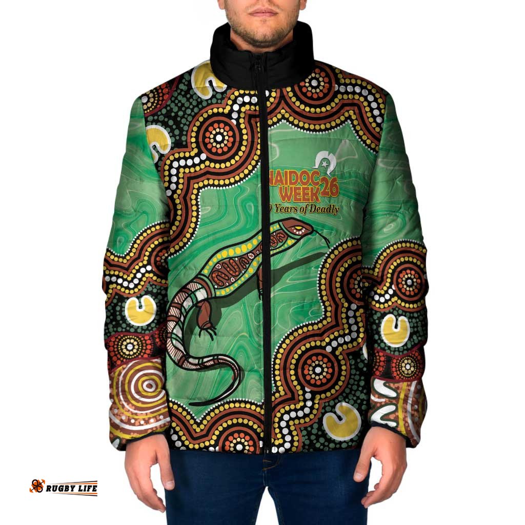 Personalised Australia Goanna NAIDOC Week 2026 Padded Jacket 50 Years of Deadly Aboriginal Art LT14