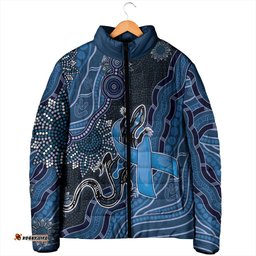 Personalised Autism Awareness Padded Jacket Hope Ribbon And Aboriginal Patterns DT05