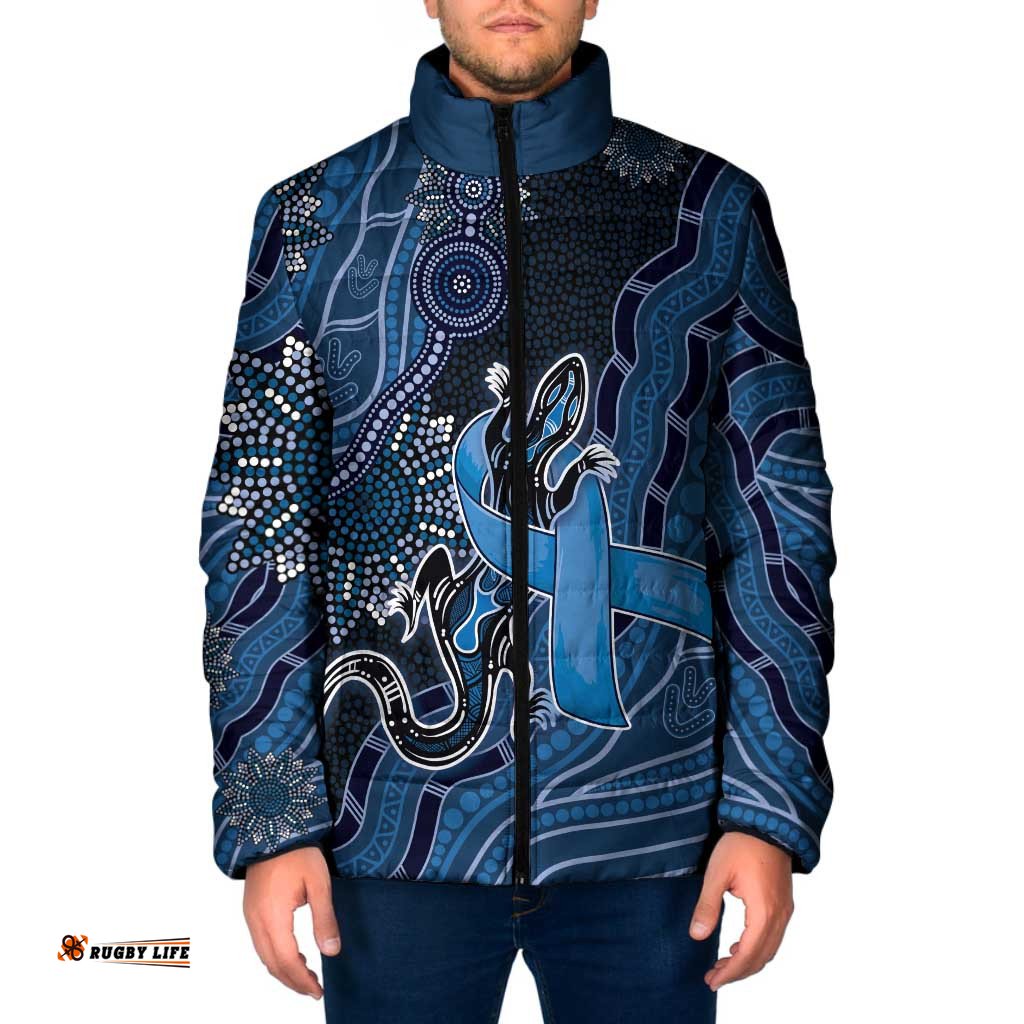 Personalised Autism Awareness Padded Jacket Hope Ribbon And Aboriginal Patterns DT05
