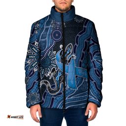 Personalised Autism Awareness Padded Jacket Hope Ribbon And Aboriginal Patterns DT05