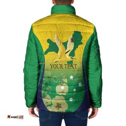 Personalised Australia Christmas Island Padded Jacket Golden Bosun Abutilon listeri With Map LT14