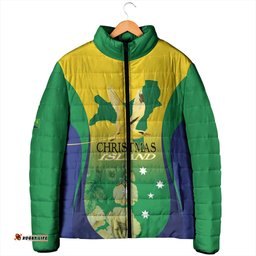 Personalised Australia Christmas Island Padded Jacket Golden Bosun Abutilon listeri With Map LT14