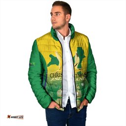 Personalised Australia Christmas Island Padded Jacket Golden Bosun Abutilon listeri With Map LT14