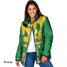 Personalised Australia Christmas Island Padded Jacket Golden Bosun Abutilon listeri With Map LT14