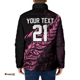 New Zealand Lawn Bowls Custom Padded Jacket Pink Maori Warrior Tribal Silver Fern LT9