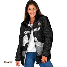 New Zealand South Island Football Custom Padded Jacket Aoraki Mount Cook With Kiwi Maori Pattern LT14