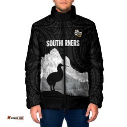 New Zealand South Island Football Custom Padded Jacket Aoraki Mount Cook With Kiwi Maori Pattern LT14