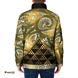 Matariki New Zealand Padded Jacket NZ Niho Taniwha Maori New Year Yellow Galaxy LT14