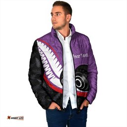 Personalised Aotearoa Lawn Bowls Padded Jacket Maori and Silver Fern Sporty Style Purple Color LT03