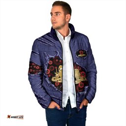 Personalised ANZAC Day Padded Jacket Poppy Flowers Ripped Fabric Effect DT05