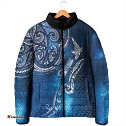 Matariki Galaxy Padded Jacket New Zealand Map Maori Pattern LT9