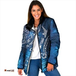 Matariki Galaxy Padded Jacket New Zealand Map Maori Pattern LT9