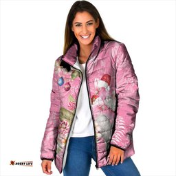 Joyful Pink Cockatoo Padded Jacket Australia Christmas Vibes LT9