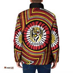 Richmond Football Club Padded Jacket Indigenous Monochrome Dot Art Mascot Style TS04