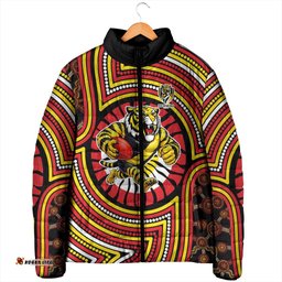 Richmond Football Club Padded Jacket Indigenous Monochrome Dot Art Mascot Style TS04