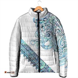 Kahui Whetu Paua shell Kowhaiwhai Taniko Personalised Padded Jacket Taniwha Maori Tribal Style LT9