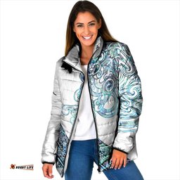 Kahui Whetu Paua shell Kowhaiwhai Taniko Personalised Padded Jacket Taniwha Maori Tribal Style LT9
