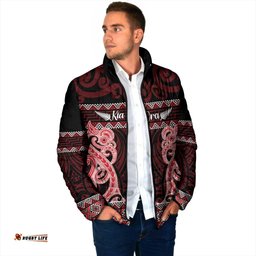Kia Ora New Zealand Padded Jacket Maori Language Week Whero Taniko Motif LT14