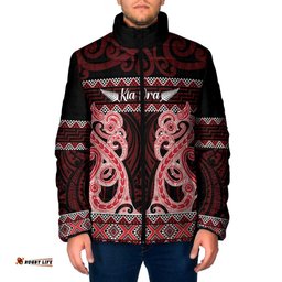 Kia Ora New Zealand Padded Jacket Maori Language Week Whero Taniko Motif LT14