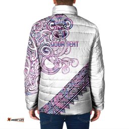 Mawhero Paua shell Kowhaiwhai Taniko Personalised Padded Jacket Taniwha Maori Tribal Style LT9