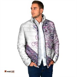 Mawhero Paua shell Kowhaiwhai Taniko Personalised Padded Jacket Taniwha Maori Tribal Style LT9