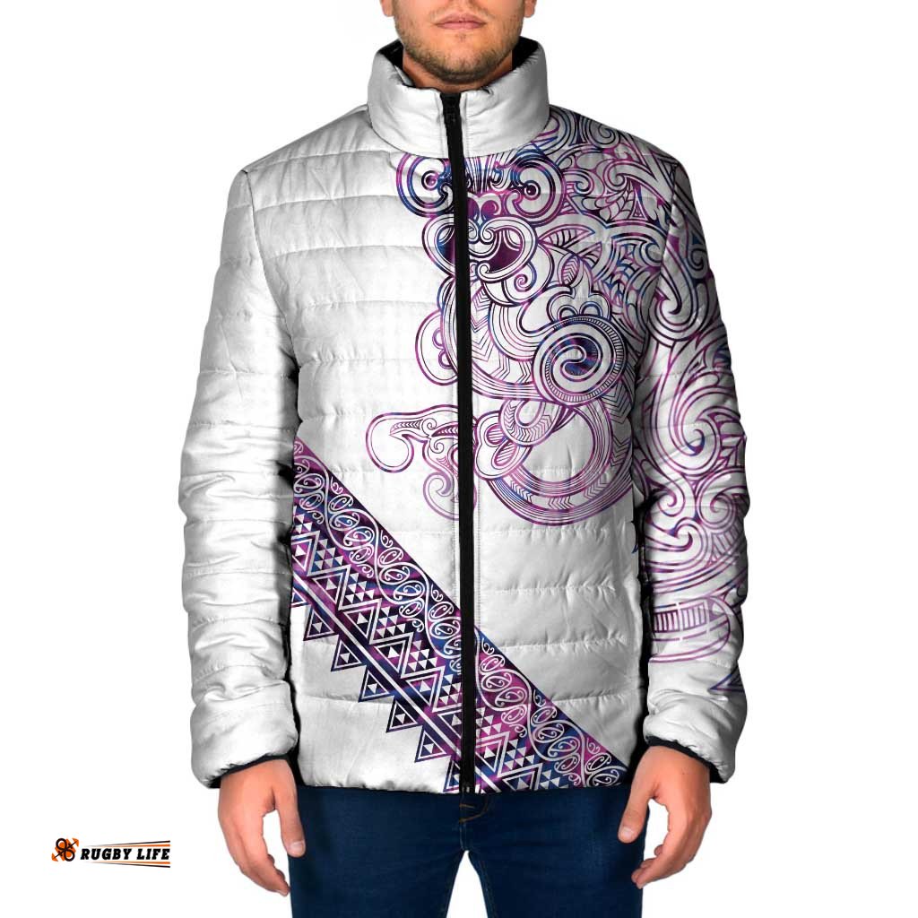 Mawhero Paua shell Kowhaiwhai Taniko Personalised Padded Jacket Taniwha Maori Tribal Style LT9