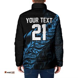 New Zealand Lawn Bowls Custom Padded Jacket Blue Maori Warrior Tribal Silver Fern LT9