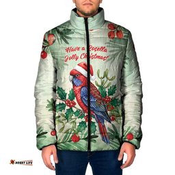 Watercolor Floral Crimson Rosella Padded Jacket Its Aussie Christmas Time! LT9