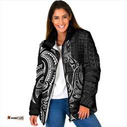 New Zealand Hammerhead Shark Padded Jacket Maori Haehae Mangopare Black LT14