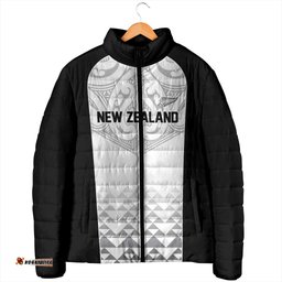 World Football 2026 New Zealand Custom Padded Jacket All White Fern Maori Tribal LT9