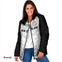 World Football 2026 New Zealand Custom Padded Jacket All White Fern Maori Tribal LT9