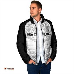 World Football 2026 New Zealand Custom Padded Jacket All White Fern Maori Tribal LT9