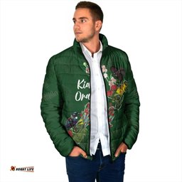 Kia Ora New Zealand Floral Personalized Padded Jacket Sage Green LT7