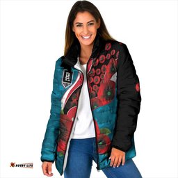 Port Power ANZAC Personalised Padded Jacket Lest We Forget Poppy Camo LT9